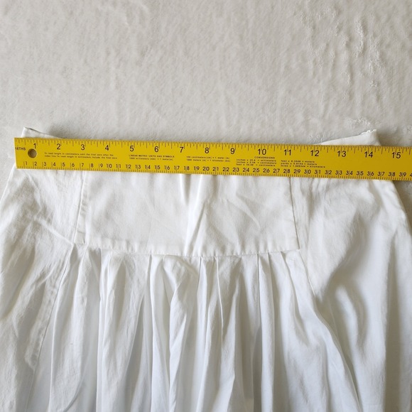 Tara Jarmon Skirt Womens Medium 100% Cotton Midi Pleated Designer Timeless Chic - Picture 9 of 12